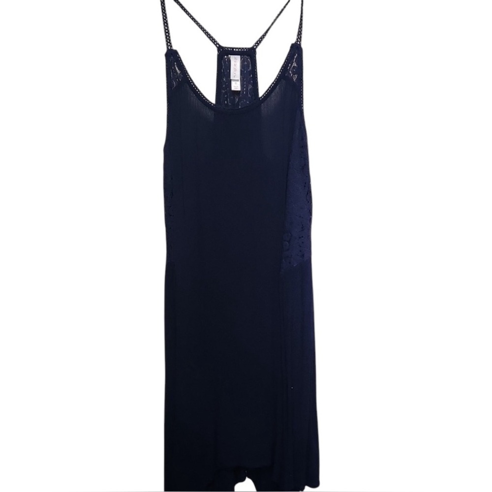 Xhilaration Assymetrical Navy Blue Halter Midi Laxe Slip Dress size M